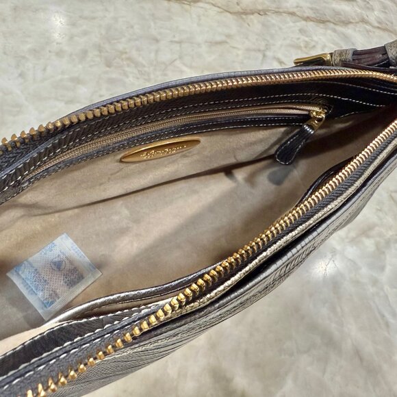 BRAHMIN "Marcy" NWT Shoulder Bag in Steel Grey Pardalis Lizard-Embossed Leather - Picture 11 of 12